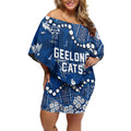Personalized Geelong Cats Off Shoulder Short Dress Aboriginal Pattern with Graffiti Style