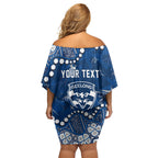 Personalized Geelong Cats Off Shoulder Short Dress Aboriginal Pattern with Graffiti Style