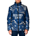 Personalized Geelong Cats Padded Jacket Aboriginal Pattern with Graffiti Style