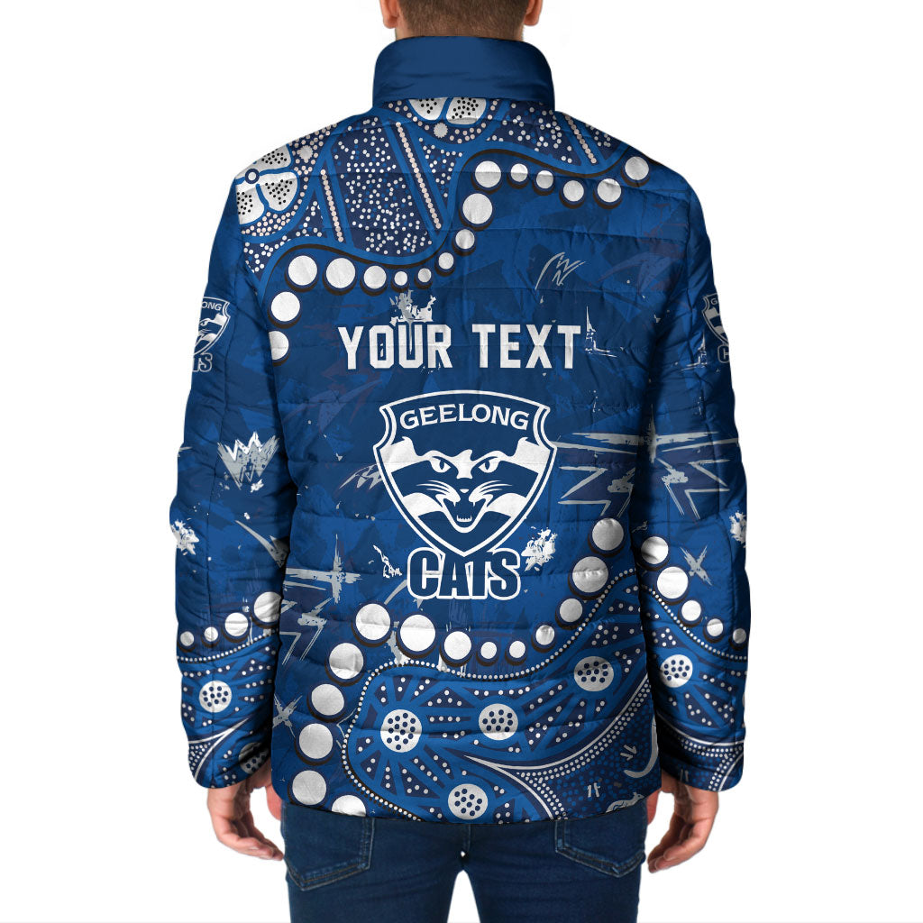 Personalized Geelong Cats Padded Jacket Aboriginal Pattern with Graffiti Style