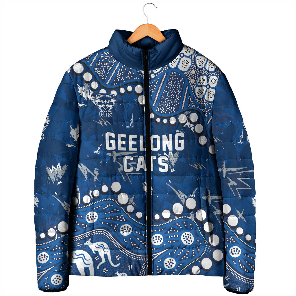 Personalized Geelong Cats Padded Jacket Aboriginal Pattern with Graffiti Style