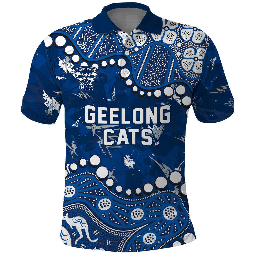 Personalized Geelong Cats Polo Shirt Aboriginal Pattern with Graffiti Style