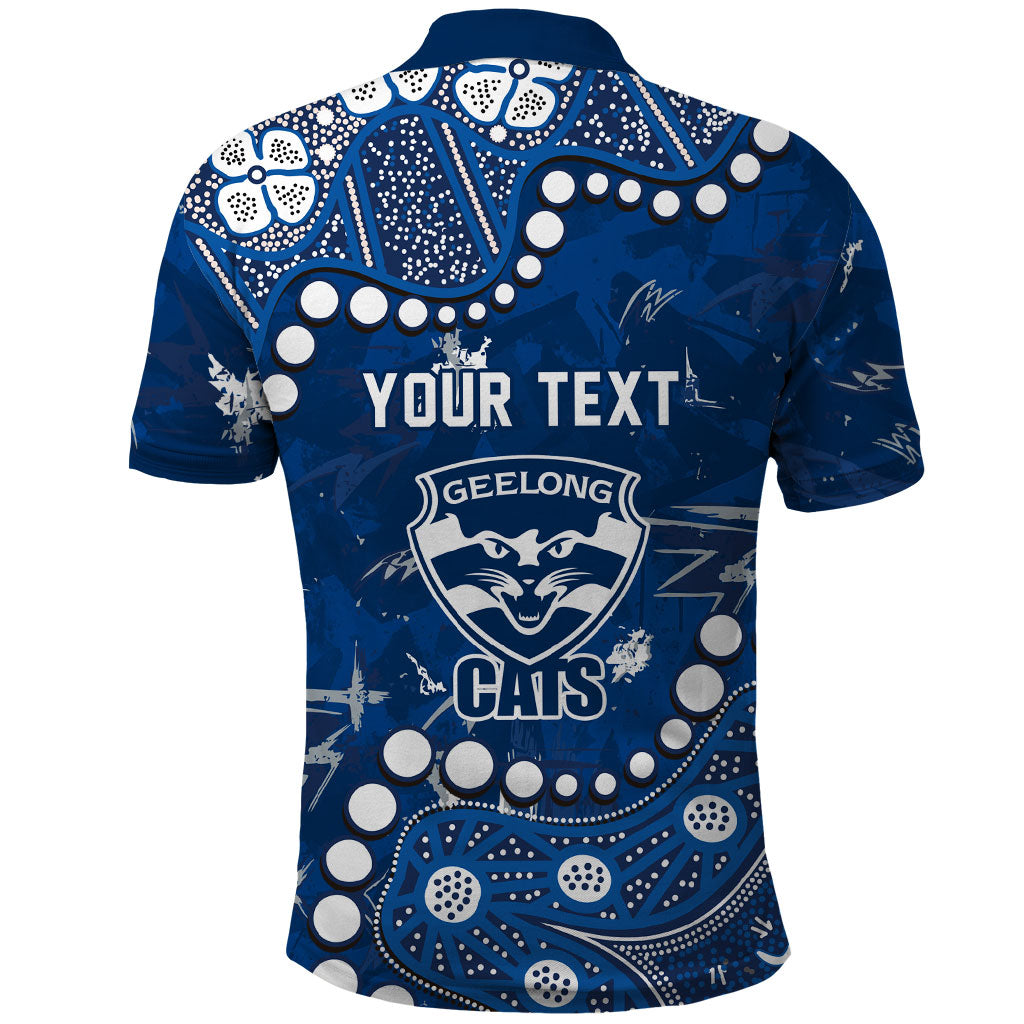 Personalized Geelong Cats Polo Shirt Aboriginal Pattern with Graffiti Style