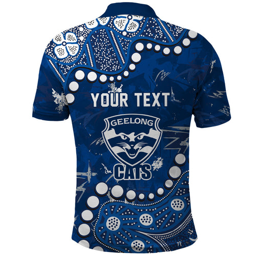 Personalized Geelong Cats Polo Shirt Aboriginal Pattern with Graffiti Style