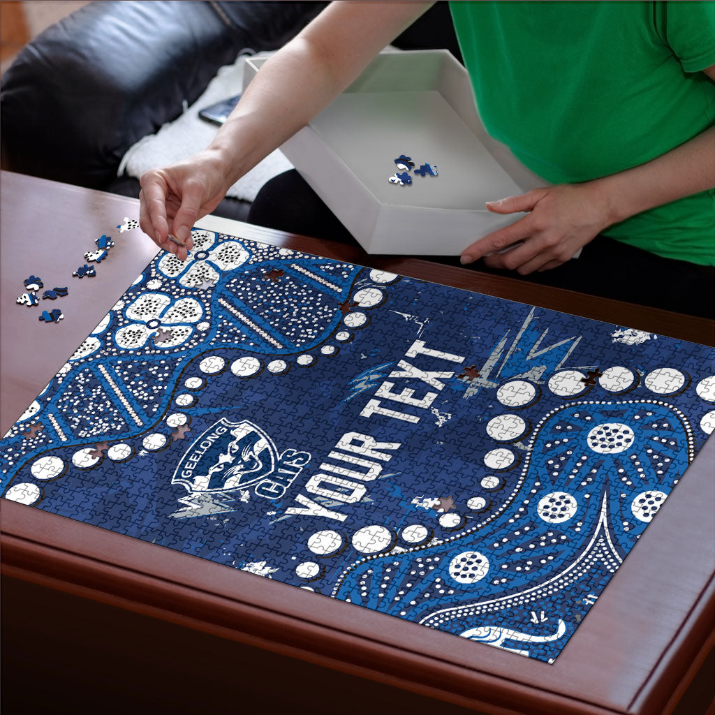 Personalized Geelong Cats Puzzle Aboriginal Pattern with Graffiti Style