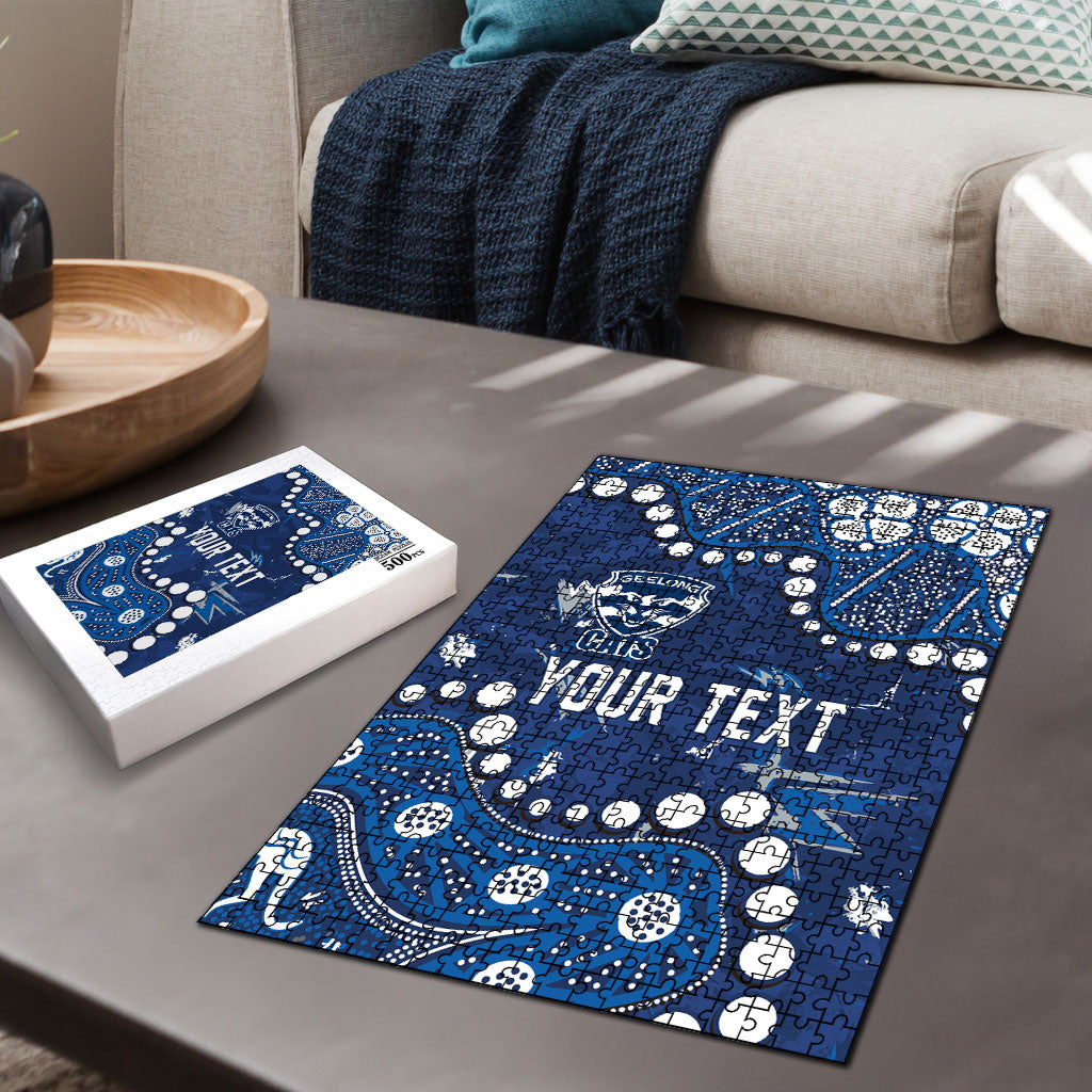 Personalized Geelong Cats Puzzle Aboriginal Pattern with Graffiti Style