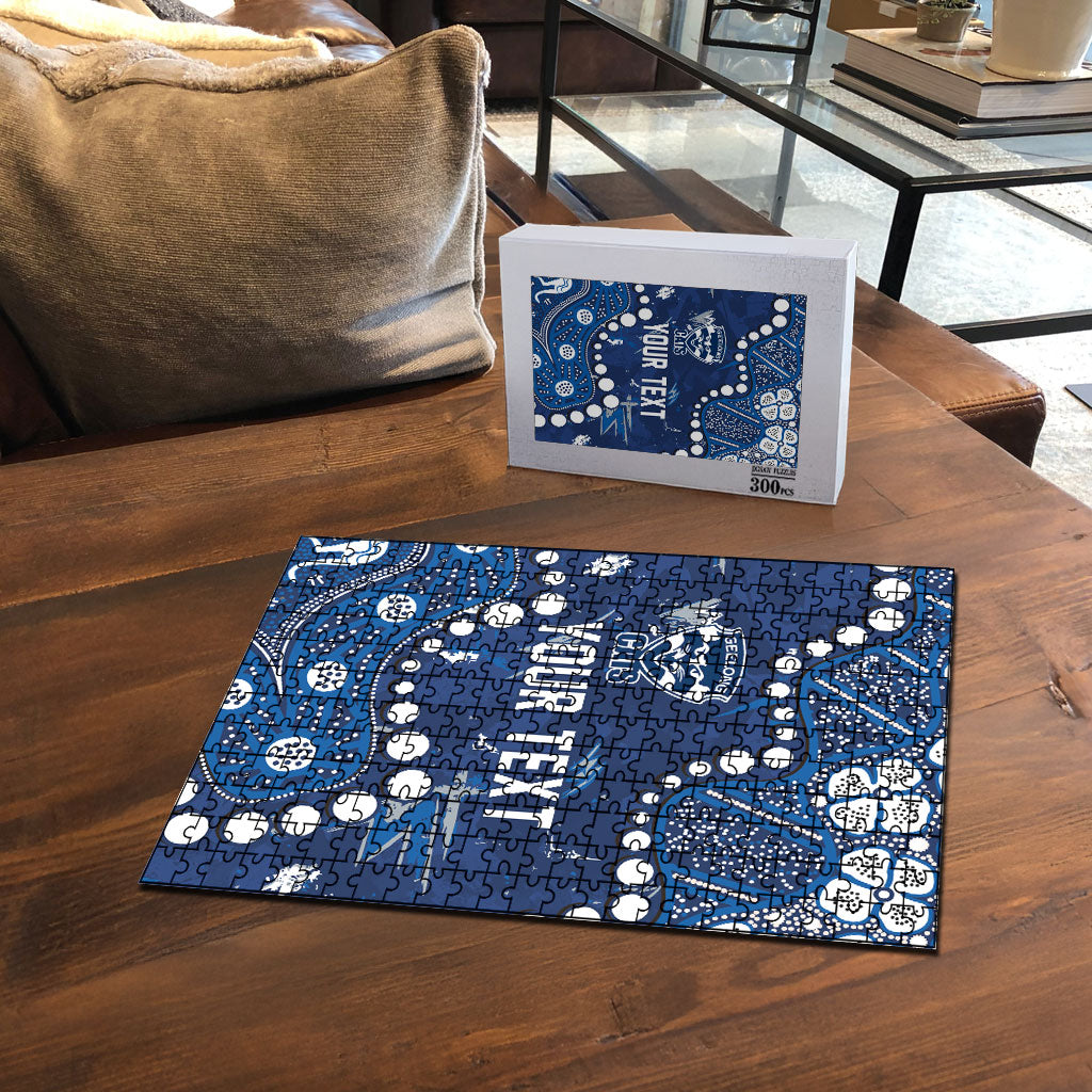 Personalized Geelong Cats Puzzle Aboriginal Pattern with Graffiti Style