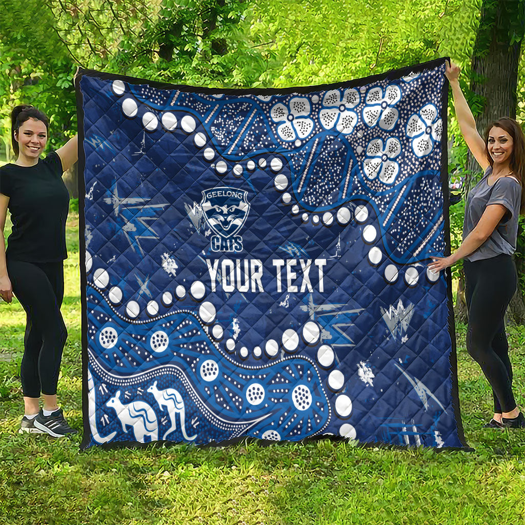 Personalized Geelong Cats Quilt Aboriginal Pattern with Graffiti Style