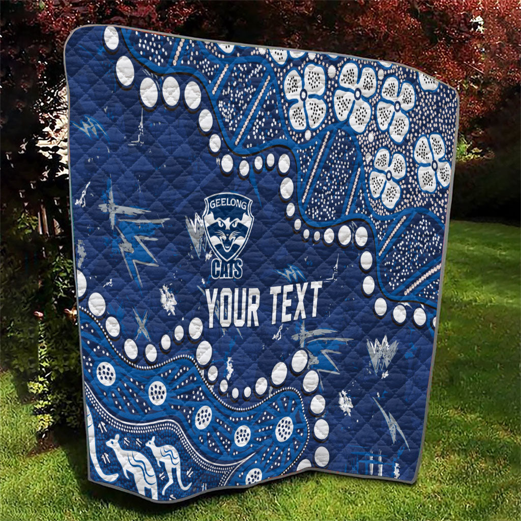 Personalized Geelong Cats Quilt Aboriginal Pattern with Graffiti Style