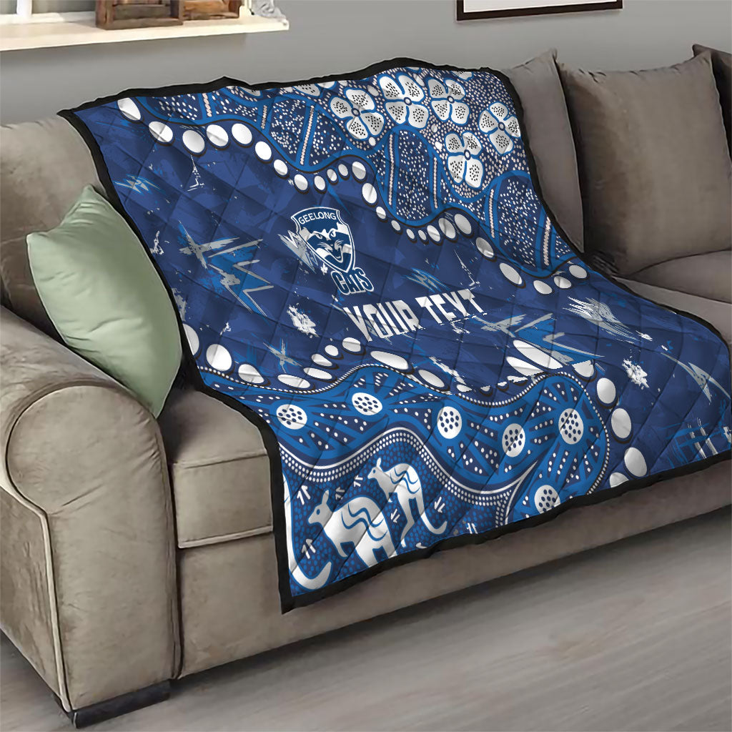 Personalized Geelong Cats Quilt Aboriginal Pattern with Graffiti Style