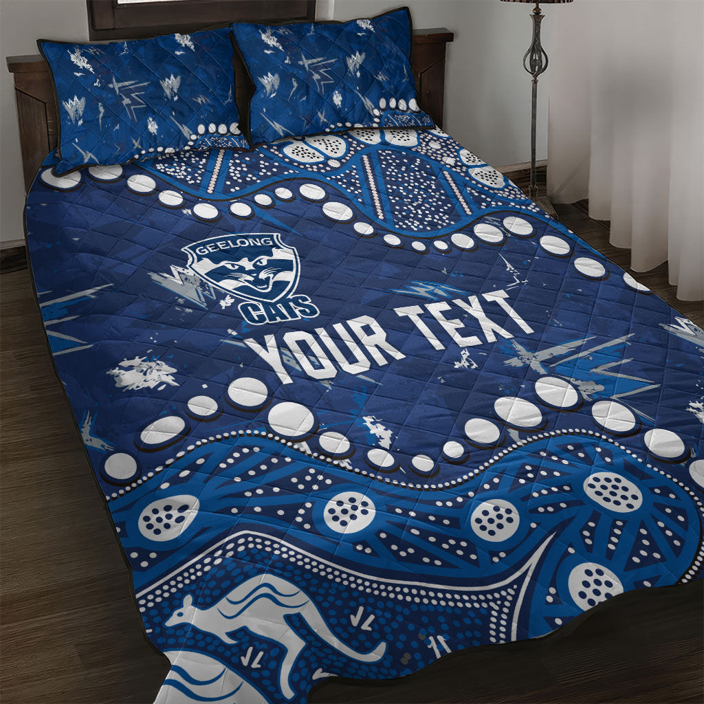Personalized Geelong Cats Quilt Bed Set Aboriginal Pattern with Graffiti Style