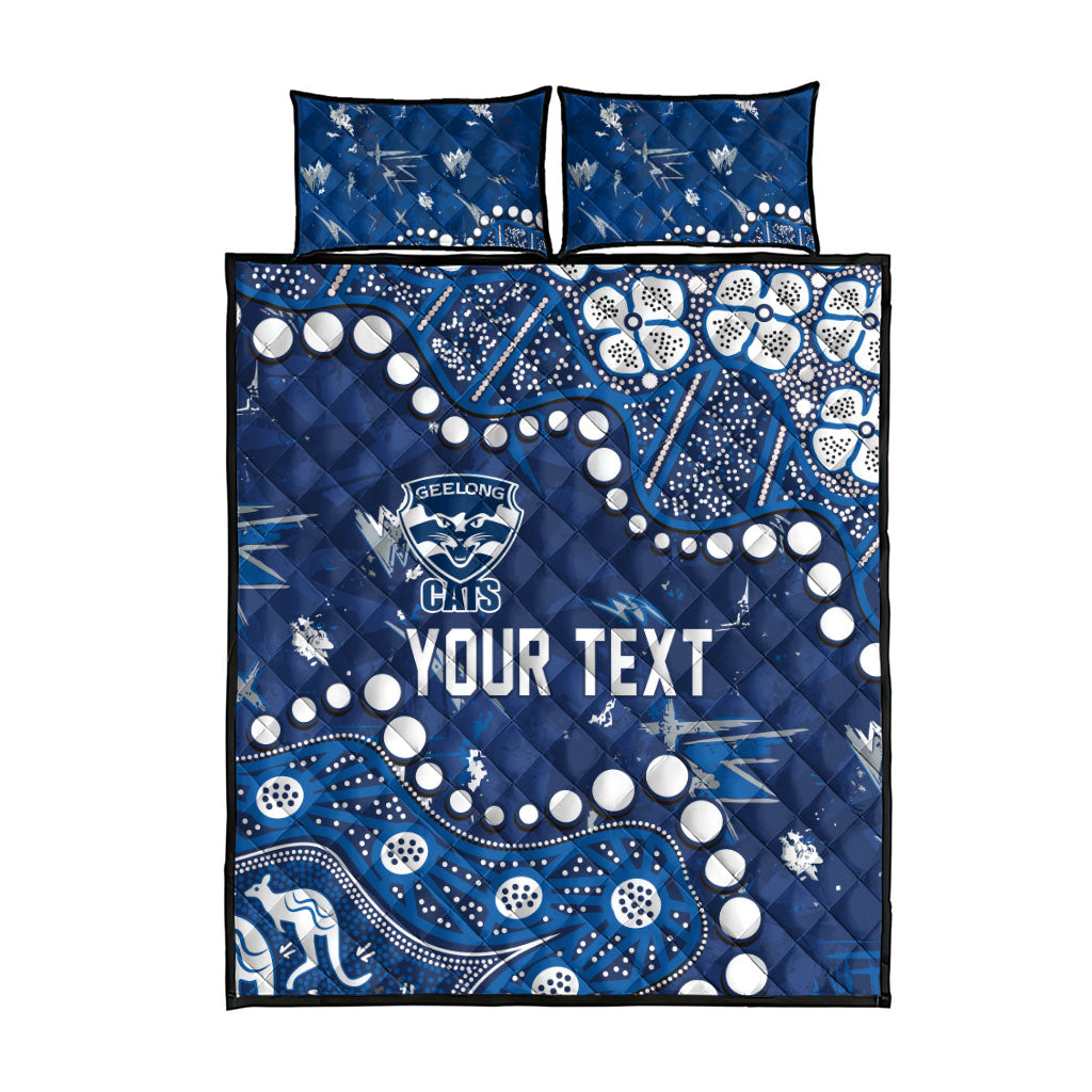 Personalized Geelong Cats Quilt Bed Set Aboriginal Pattern with Graffiti Style