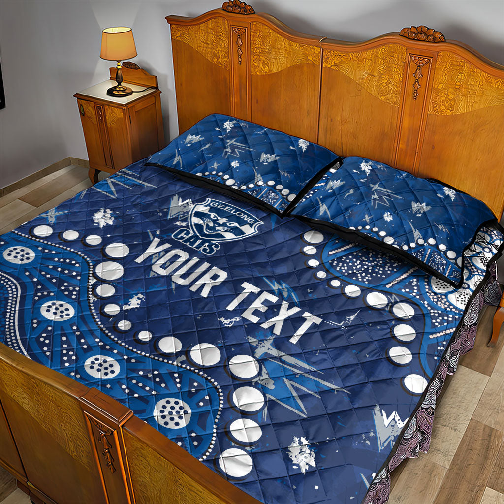 Personalized Geelong Cats Quilt Bed Set Aboriginal Pattern with Graffiti Style