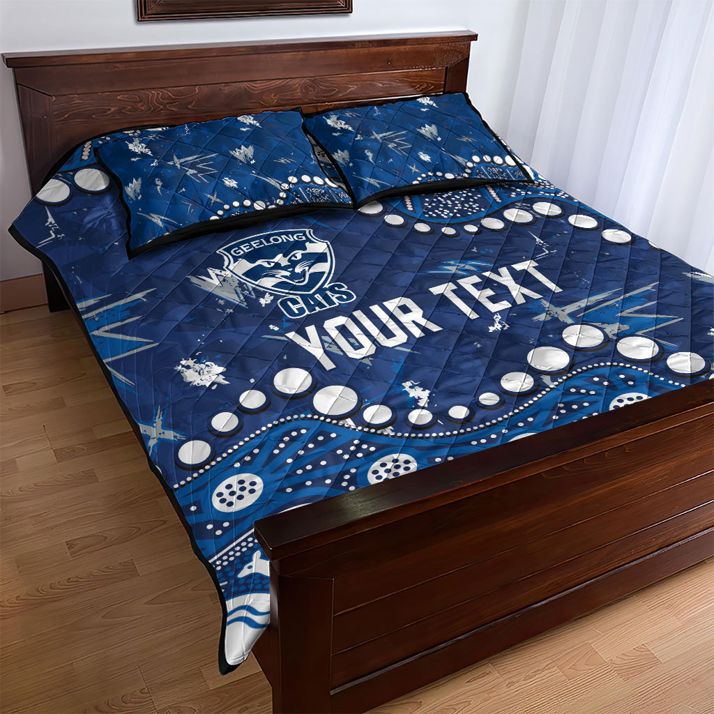 Personalized Geelong Cats Quilt Bed Set Aboriginal Pattern with Graffiti Style