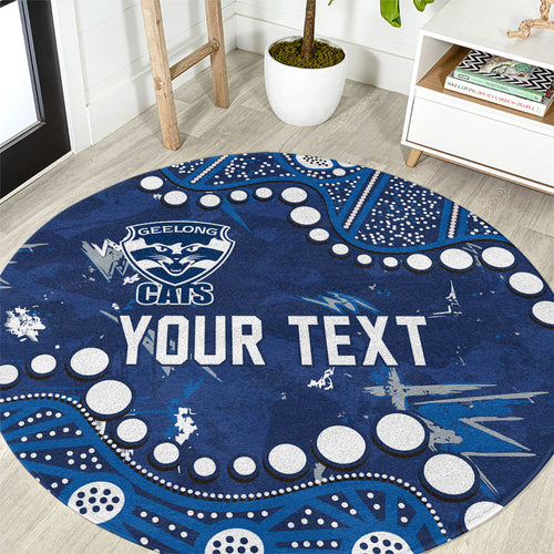 Personalized Geelong Cats Round Carpet Aboriginal Pattern with Graffiti Style