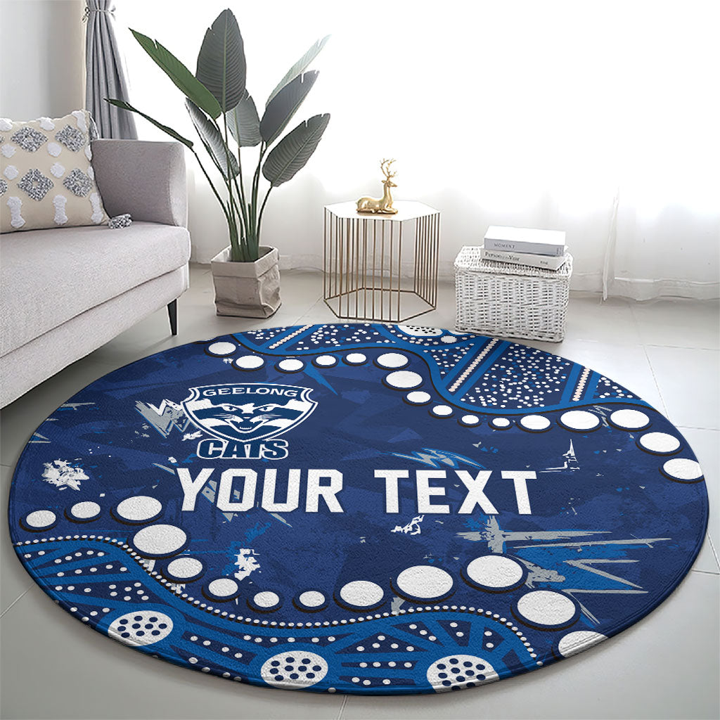 Personalized Geelong Cats Round Carpet Aboriginal Pattern with Graffiti Style