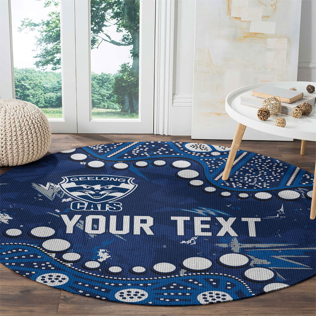 Personalized Geelong Cats Round Carpet Aboriginal Pattern with Graffiti Style