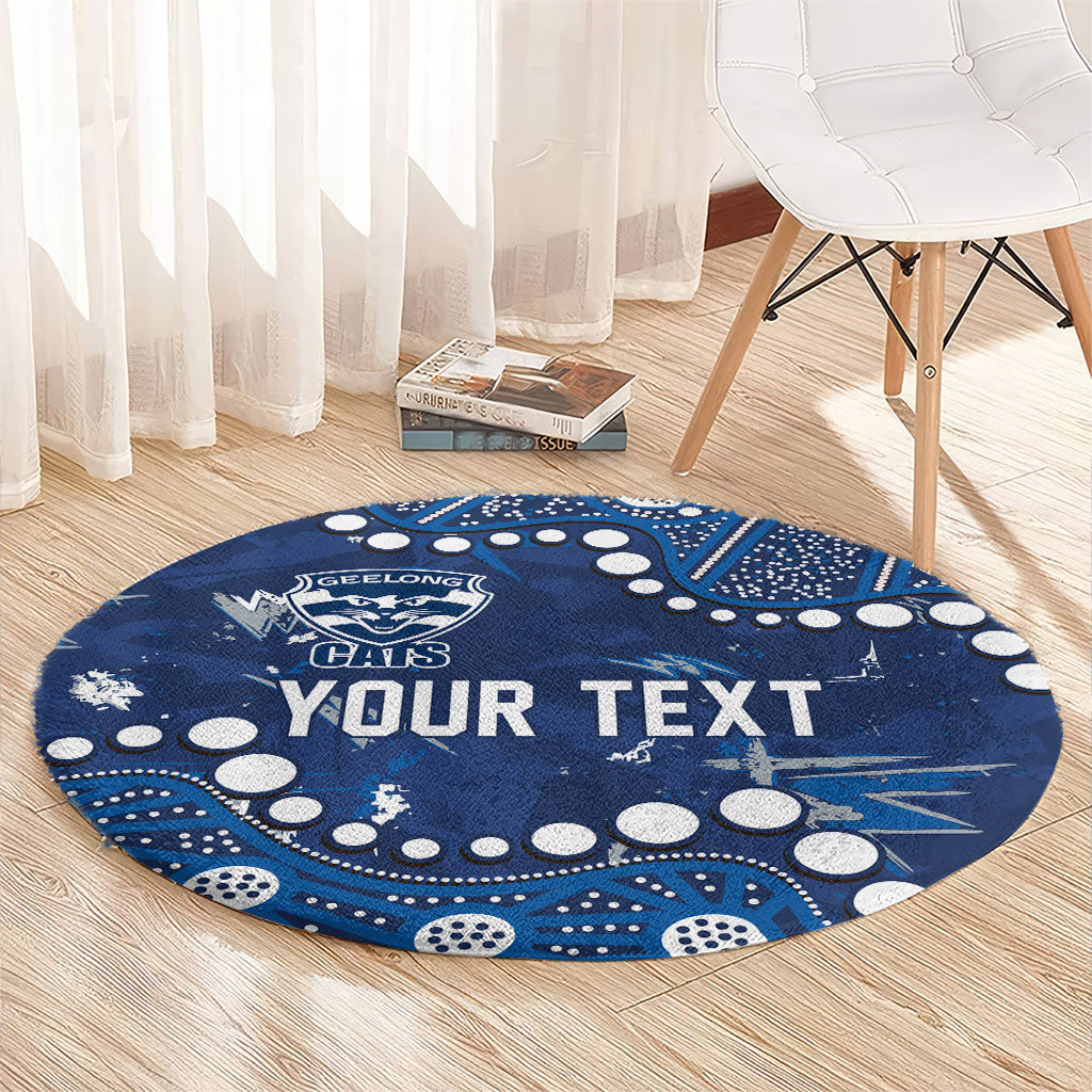 Personalized Geelong Cats Round Carpet Aboriginal Pattern with Graffiti Style