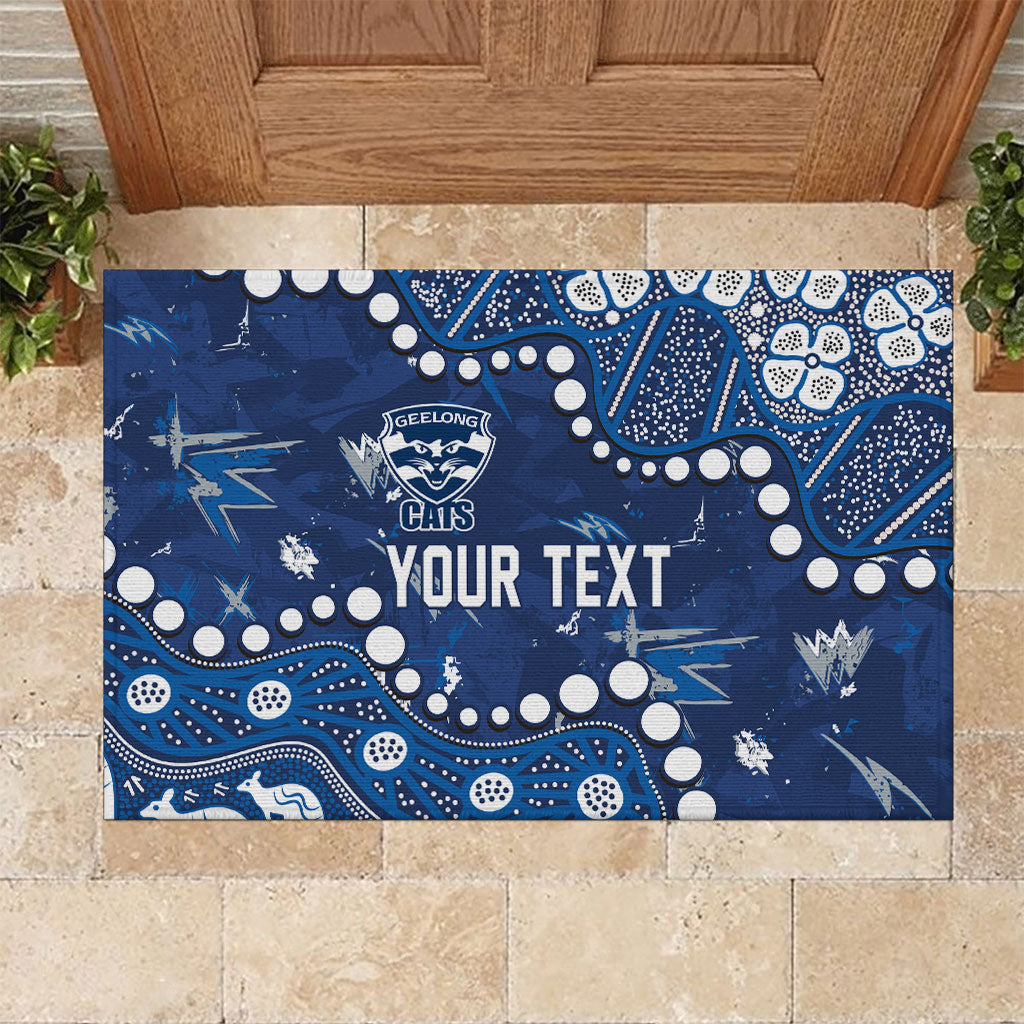 Personalized Geelong Cats Rubber Doormat Aboriginal Pattern with Graffiti Style
