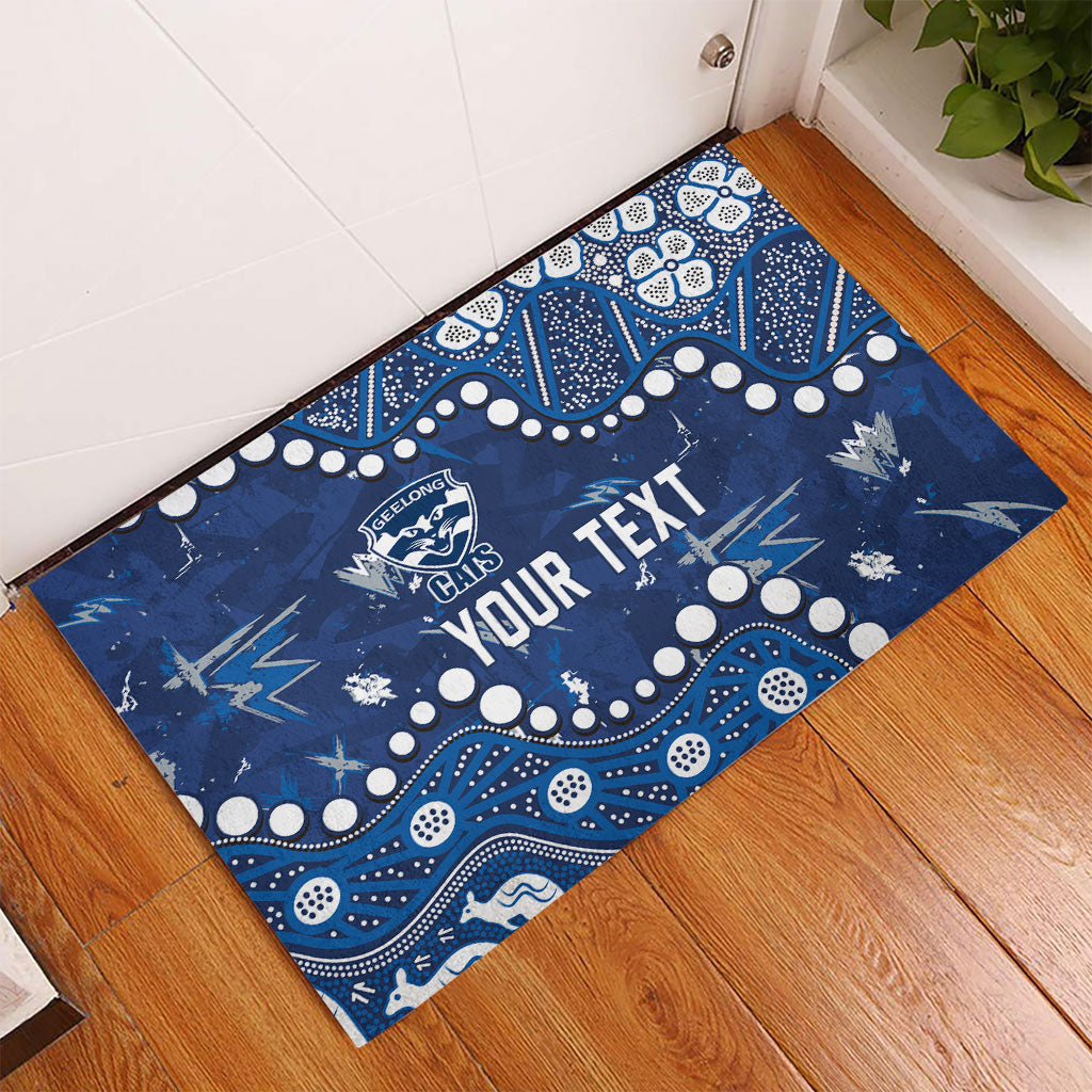 Personalized Geelong Cats Rubber Doormat Aboriginal Pattern with Graffiti Style