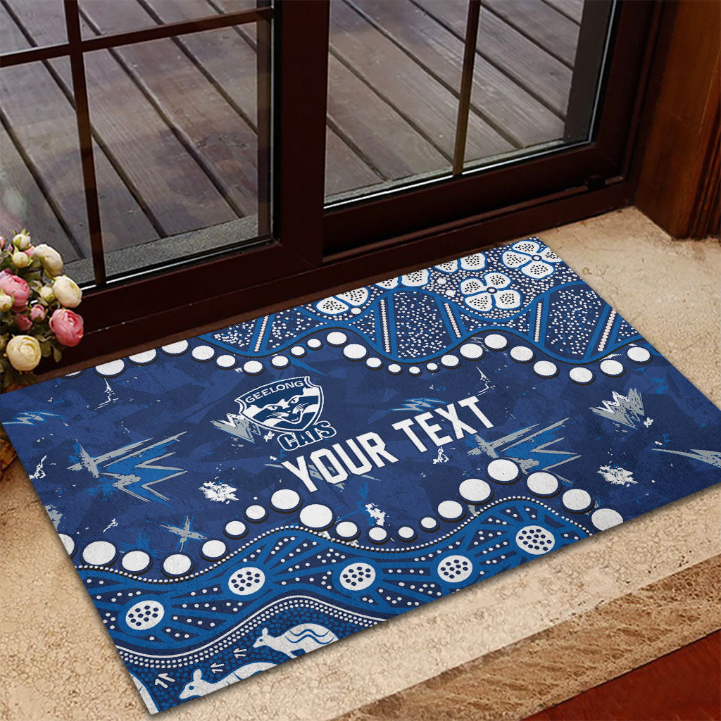 Personalized Geelong Cats Rubber Doormat Aboriginal Pattern with Graffiti Style