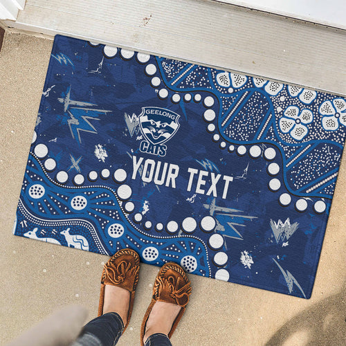 Personalized Geelong Cats Rubber Doormat Aboriginal Pattern with Graffiti Style