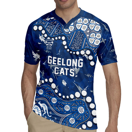 Personalized Geelong Cats Rugby Jersey Aboriginal Pattern with Graffiti Style