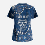 Personalized Geelong Cats Scrub Top Aboriginal Pattern with Graffiti Style
