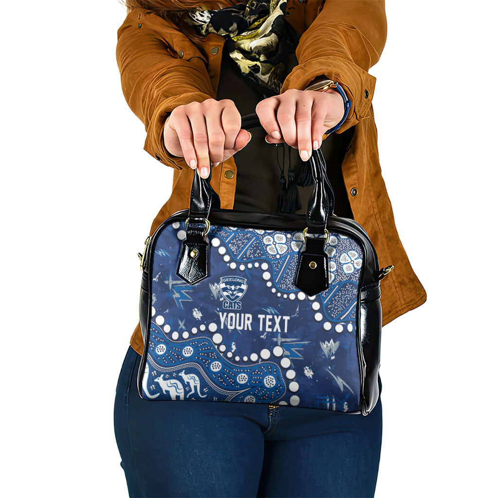 Personalized Geelong Cats Shoulder Handbag Aboriginal Pattern with Graffiti Style