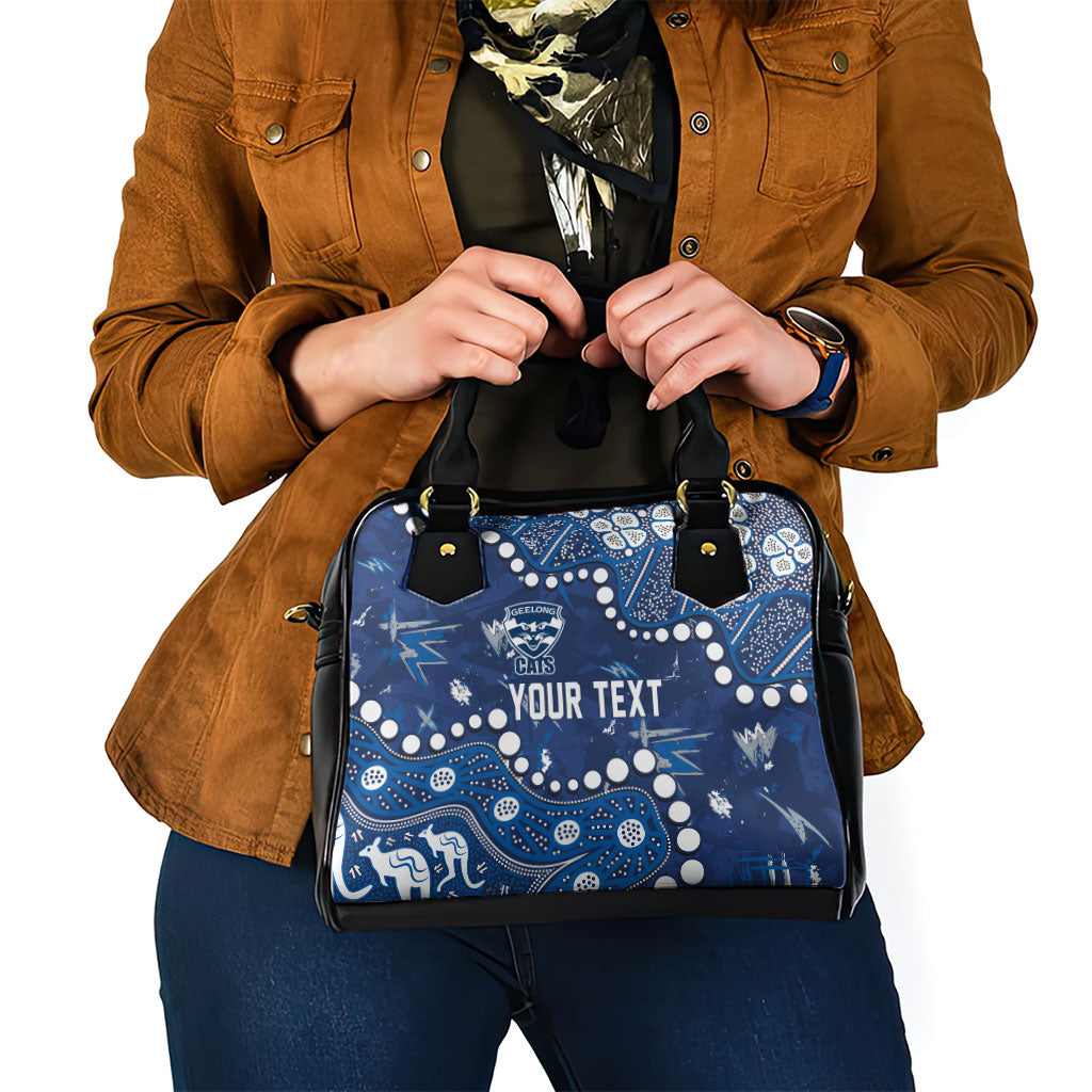 Personalized Geelong Cats Shoulder Handbag Aboriginal Pattern with Graffiti Style