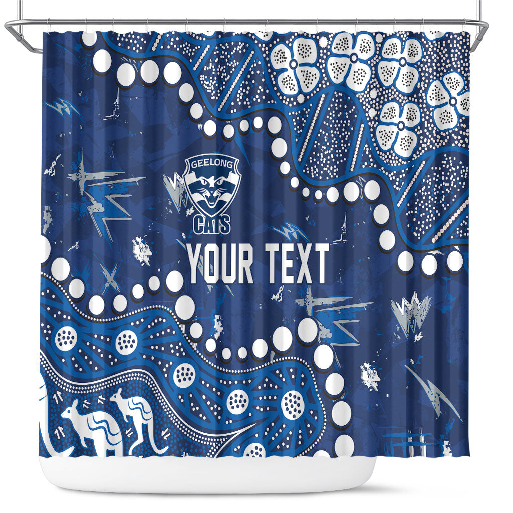 Personalized Geelong Cats Shower Curtain Aboriginal Pattern with Graffiti Style
