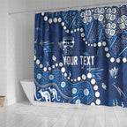 Personalized Geelong Cats Shower Curtain Aboriginal Pattern with Graffiti Style
