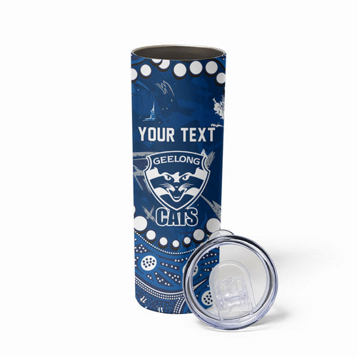 Personalized Geelong Cats Skinny Tumbler Aboriginal Pattern with Graffiti Style