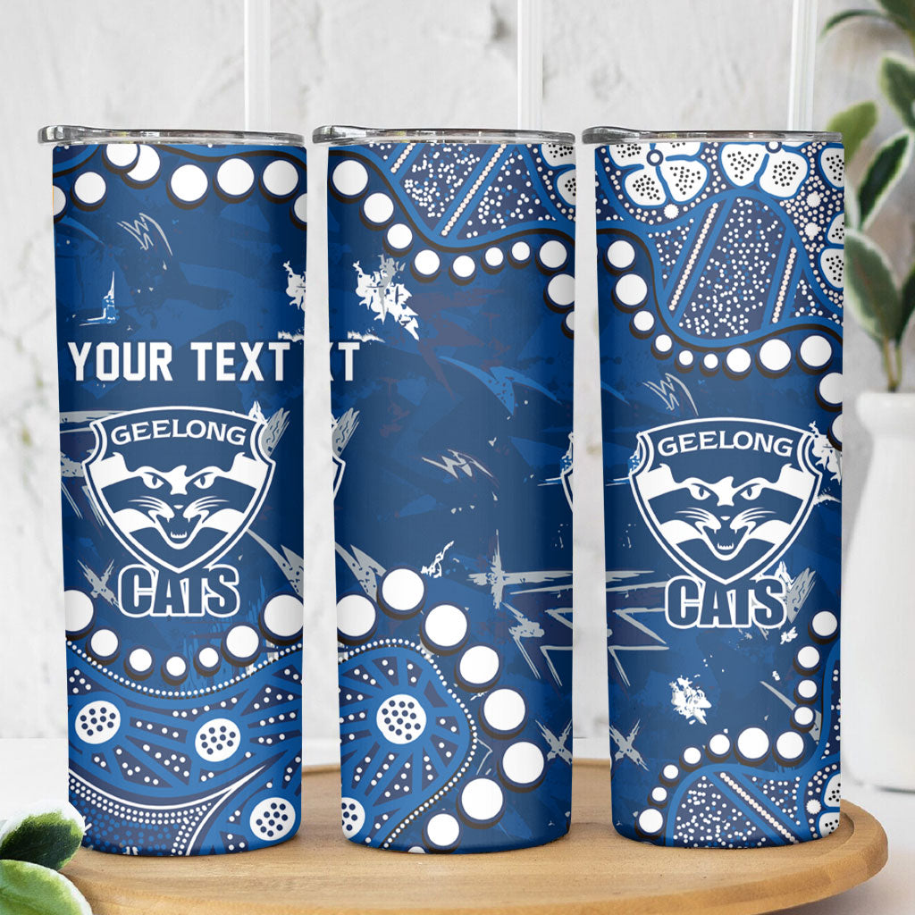 Personalized Geelong Cats Skinny Tumbler Aboriginal Pattern with Graffiti Style