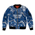 Personalized Geelong Cats Sleeve Zip Bomber Jacket Aboriginal Pattern with Graffiti Style