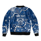 Personalized Geelong Cats Sleeve Zip Bomber Jacket Aboriginal Pattern with Graffiti Style