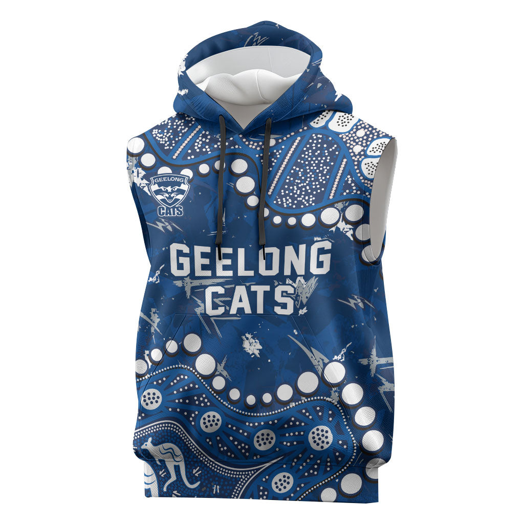 Personalized Geelong Cats Sleeveless Hoodie Aboriginal Pattern with Graffiti Style