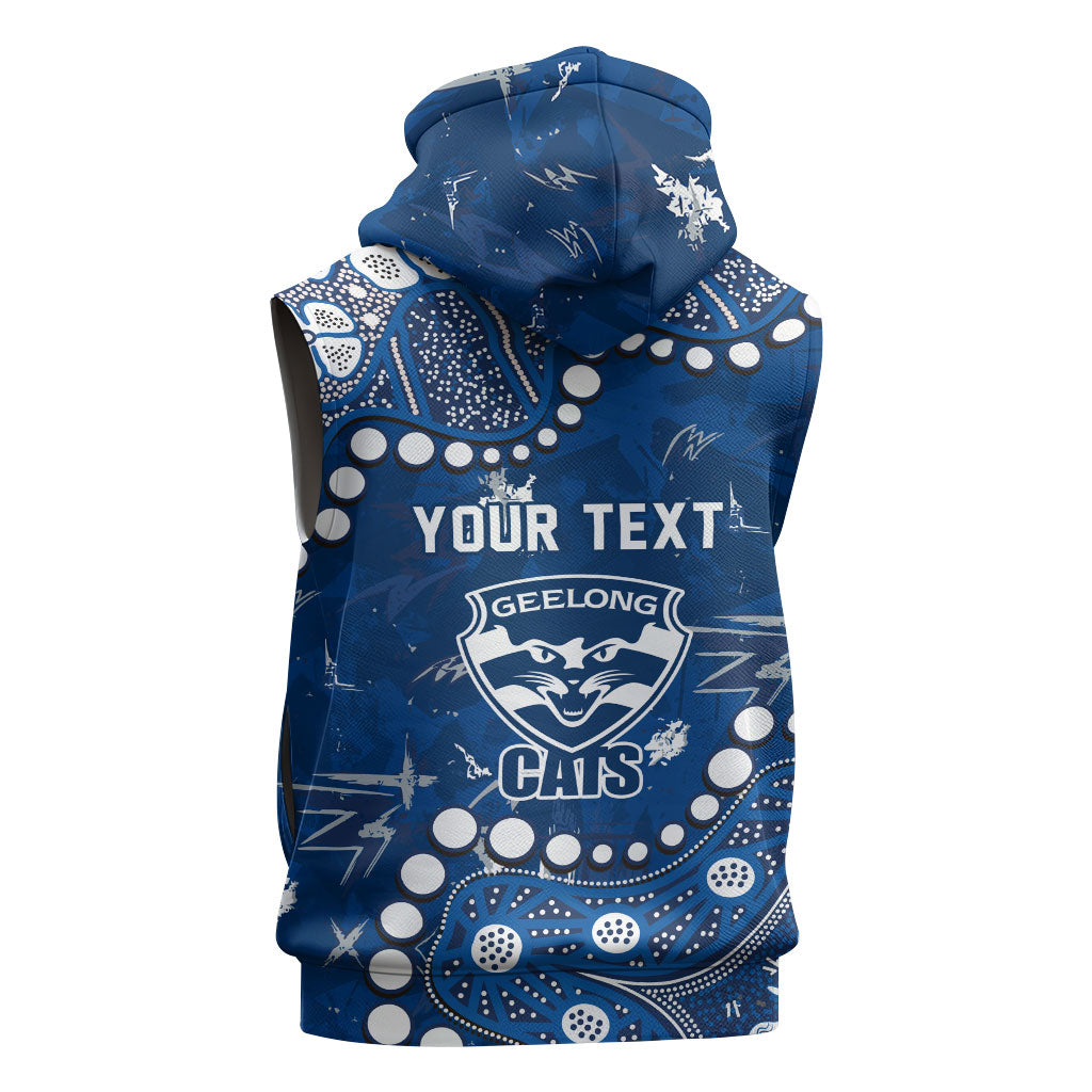 Personalized Geelong Cats Sleeveless Hoodie Aboriginal Pattern with Graffiti Style