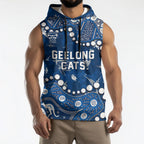 Personalized Geelong Cats Sleeveless Hoodie Aboriginal Pattern with Graffiti Style
