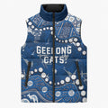 Personalized Geelong Cats Sleeveless Puffer Jacket Aboriginal Pattern with Graffiti Style