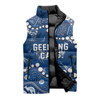 Personalized Geelong Cats Sleeveless Puffer Jacket Aboriginal Pattern with Graffiti Style