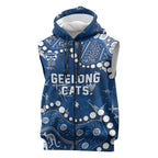 Personalized Geelong Cats Sleeveless Zip Hoodie Aboriginal Pattern with Graffiti Style