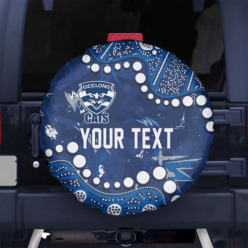 Personalized Geelong Cats Spare Tire Cover Aboriginal Pattern with Graffiti Style