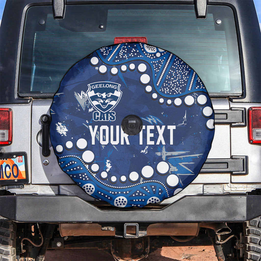 Personalized Geelong Cats Spare Tire Cover Aboriginal Pattern with Graffiti Style