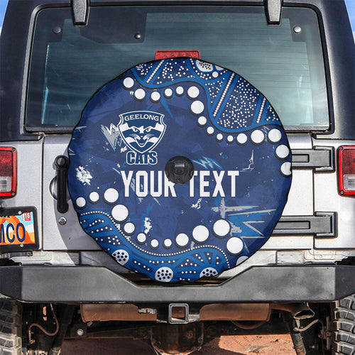 Personalized Geelong Cats Spare Tire Cover Aboriginal Pattern with Graffiti Style