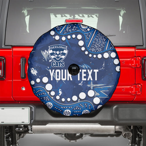 Personalized Geelong Cats Spare Tire Cover Aboriginal Pattern with Graffiti Style