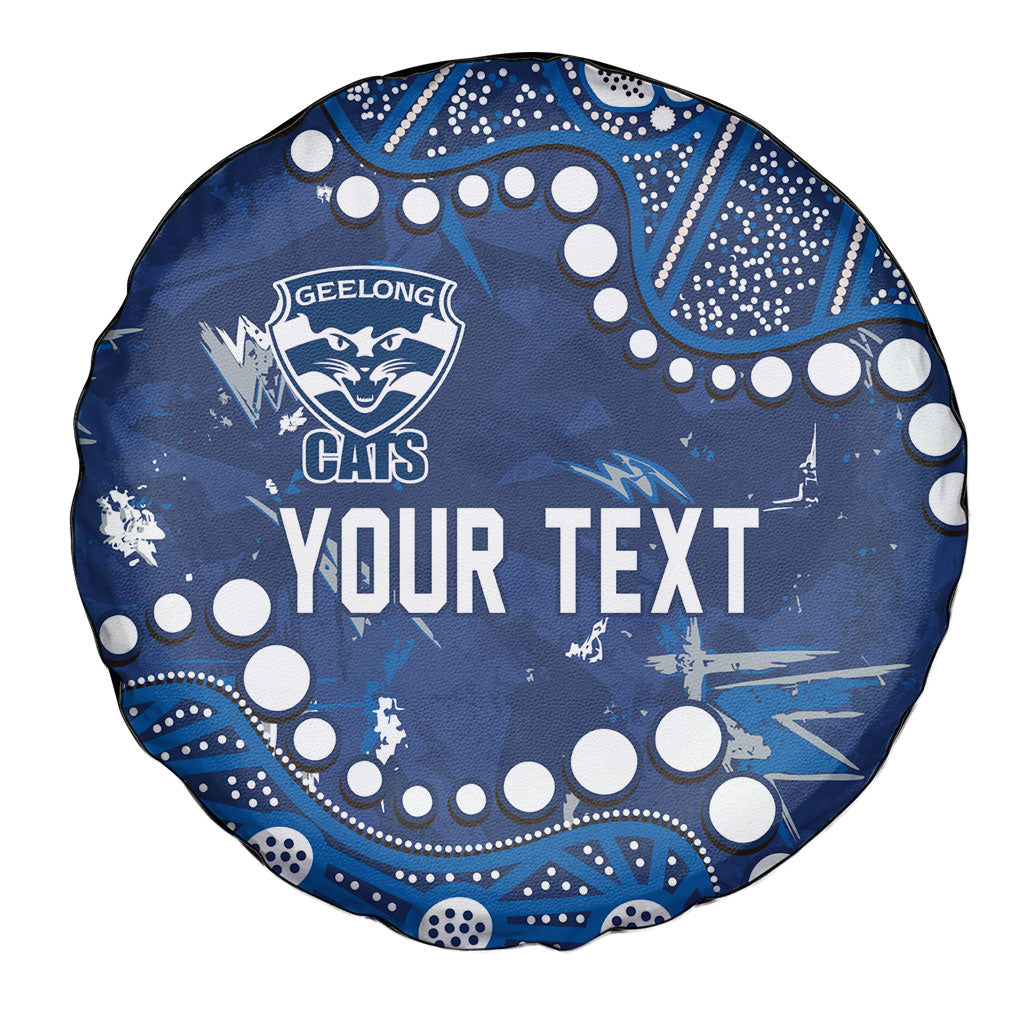 Personalized Geelong Cats Spare Tire Cover Aboriginal Pattern with Graffiti Style