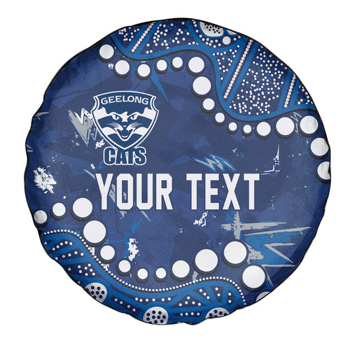 Personalized Geelong Cats Spare Tire Cover Aboriginal Pattern with Graffiti Style