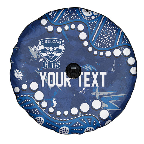 Personalized Geelong Cats Spare Tire Cover Aboriginal Pattern with Graffiti Style