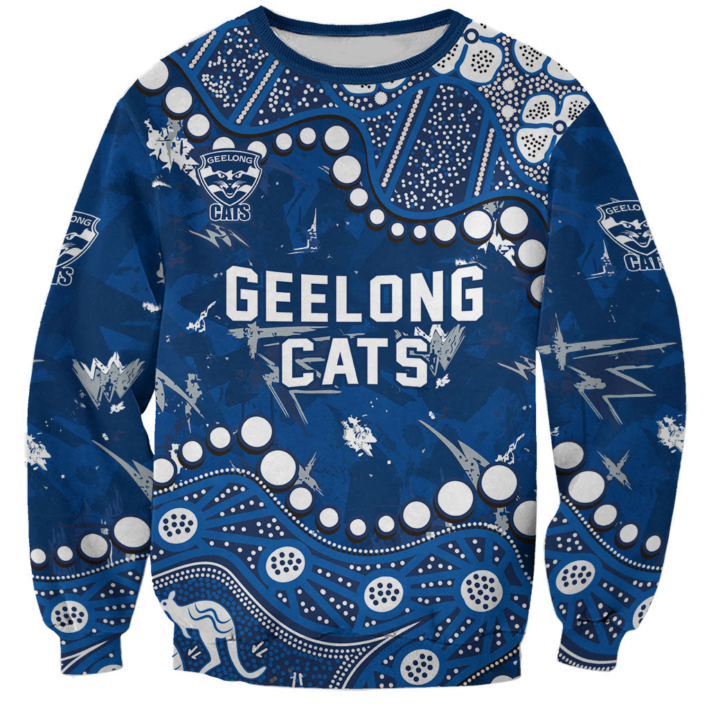 Personalized Geelong Cats Sweatshirt Aboriginal Pattern with Graffiti Style